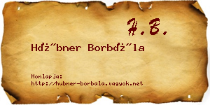 Hübner Borbála névjegykártya
